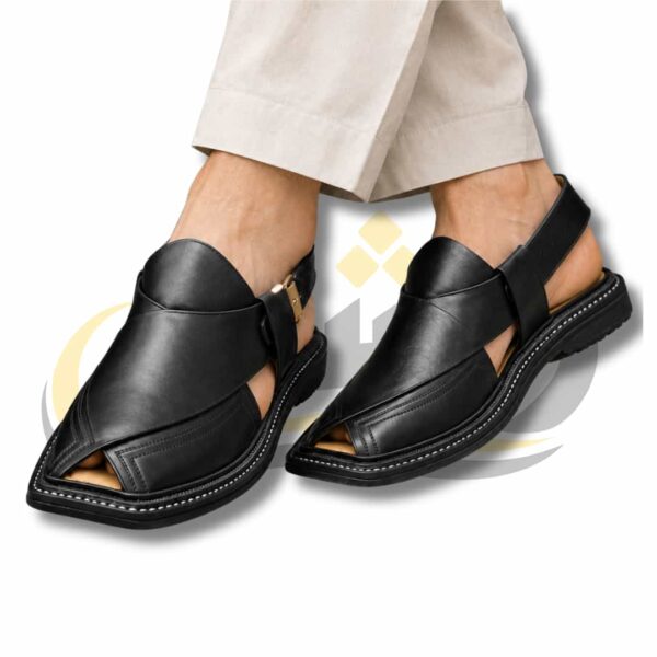 Black Triple Gear Takidar Charsadda Chappal