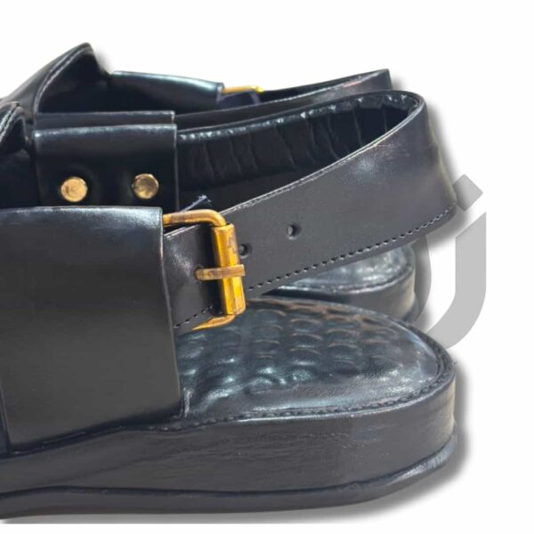 Premium Black Smart Zalmi Round Edge Peshawari Chappal