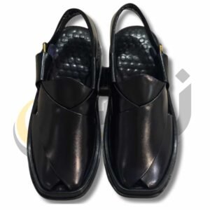 Peshawari Chappal 4 Premium Black Smart Zalmi Round Edge Peshawari Chappal