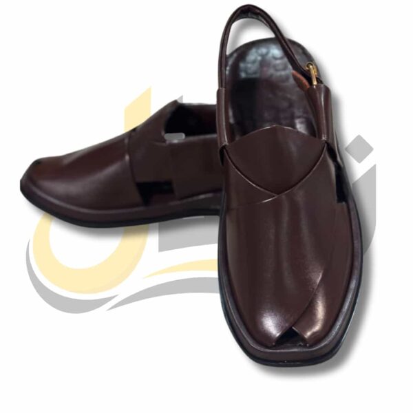 Premium Dark Brown Smart Zalmi Round Edge Peshawari Chappal