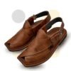 Brown Double Shade Double Gear Takidar T-Shape Peshawari Chappal