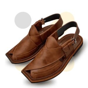Brown Double Shade Double Gear Takidar T-Shape Peshawari Chappal