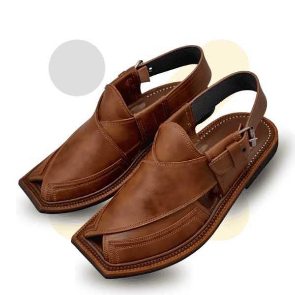 Brown Double Shade Double Gear Takidar T-Shape Peshawari Chappal