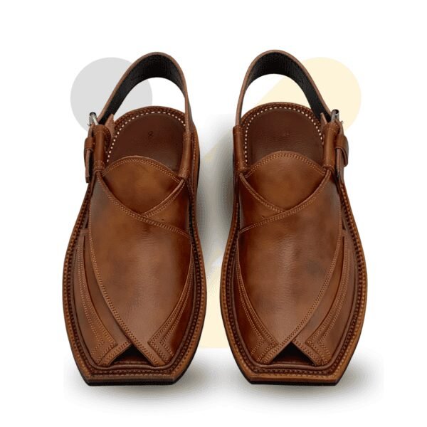 Brown Double Shade Double Gear Takidar T-Shape Peshawari Chappal