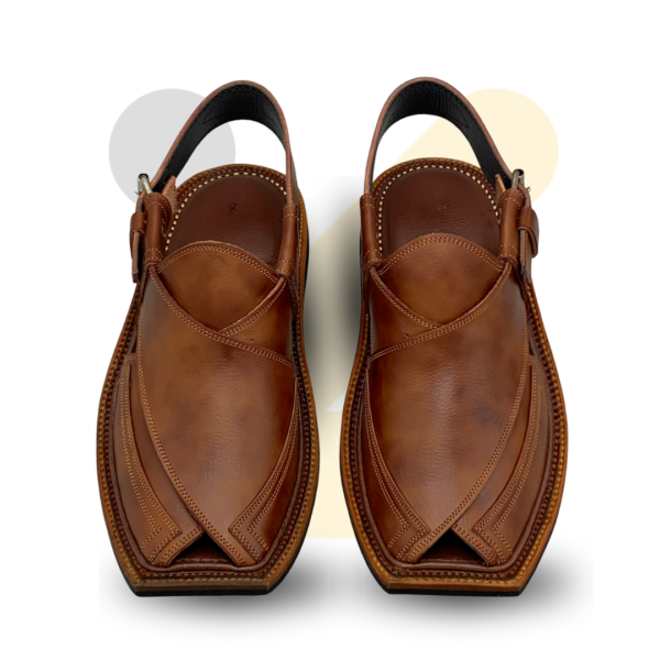 Brown Double Shade Double Gear Takidar T-Shape Peshawari Chappal