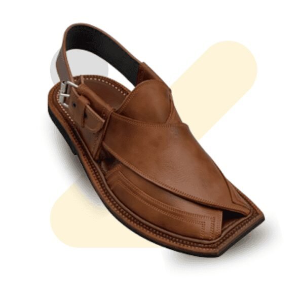 Brown Double Shade Double Gear Takidar T-Shape Peshawari Chappal