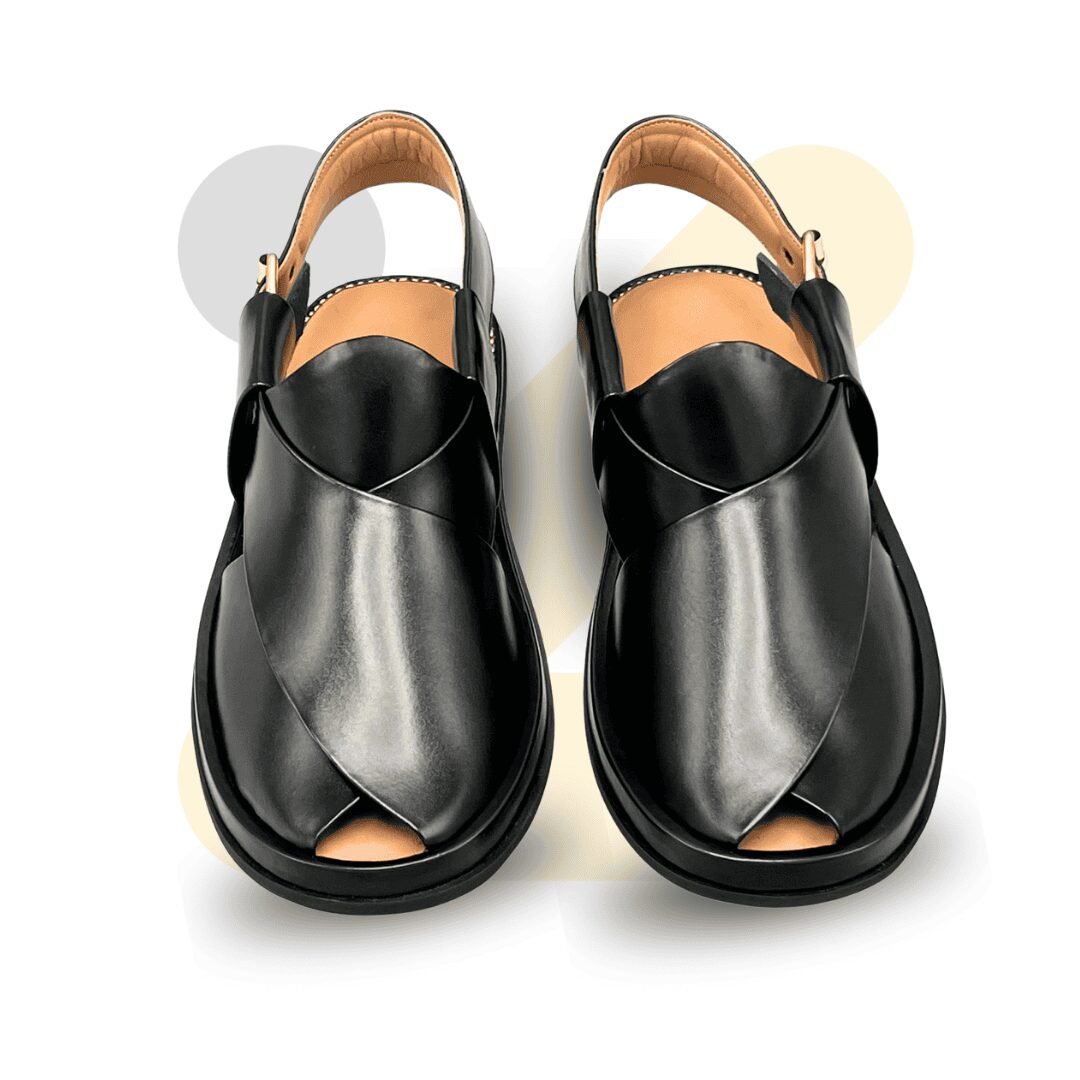 Premium Black Smart Zalmi Round Edge Chappal