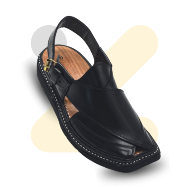 Black Triple Gear Takidar Charsadda Chappal