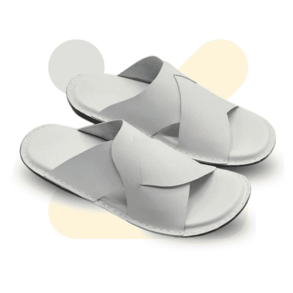 Handmade White Soft Sole Slippers