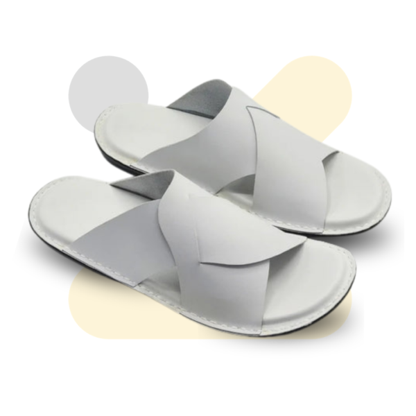 Handmade White Soft Sole Slippers