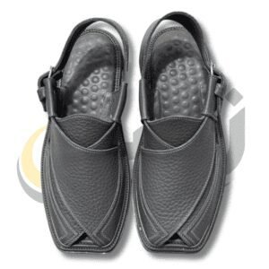 Dark Gray Crocodile Texture Takidar Peshawari Chappal