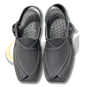 Dark Gray Crocodile Texture Takidar Peshawari Chappal