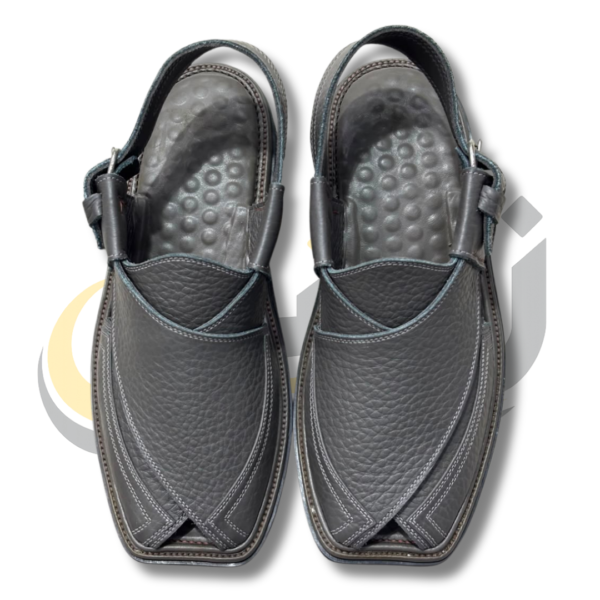 Dark Gray Crocodile Texture Takidar Peshawari Chappal