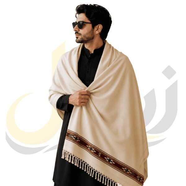 Off-White 48 Pure Australian Woolen Shawl with Frame Border