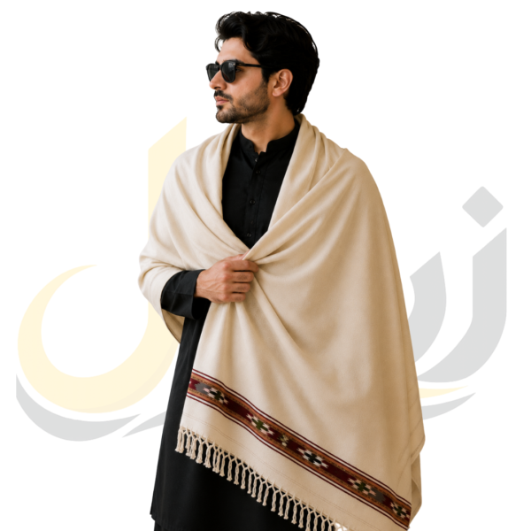 Off-White 48 Pure Australian Woolen Shawl with Frame Border