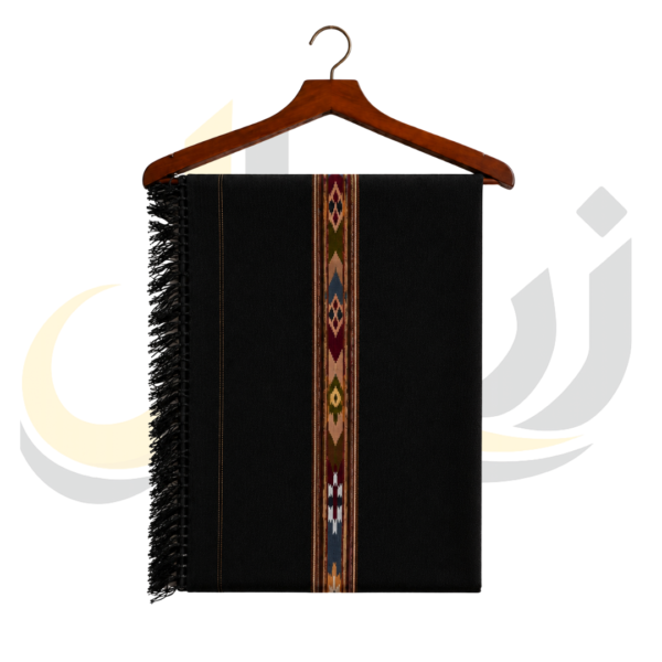 Black 48 Pure Australian Woolen Shawl with Frame Border