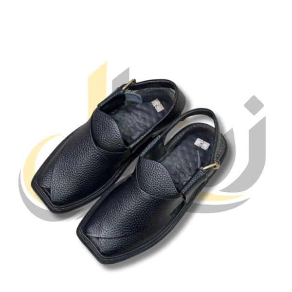 Black Doted Smart Zalmi Peshawari Chappal