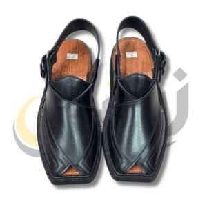 Black Medium Sole Takidar Peshawari Chappal