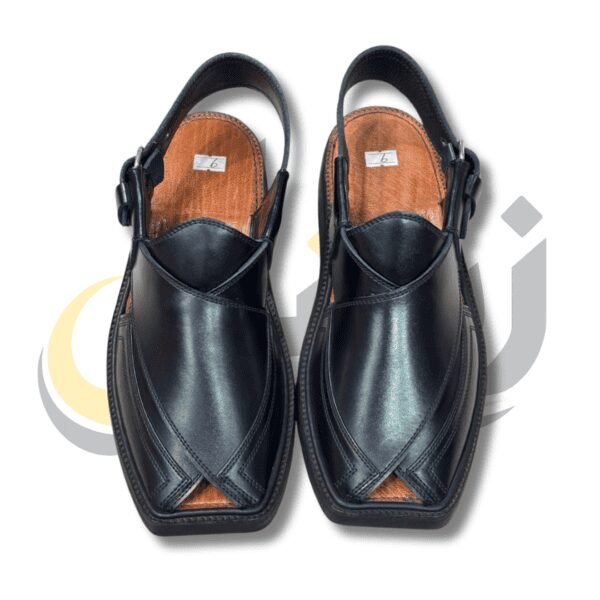Black Medium Sole Takidar Peshawari Chappal
