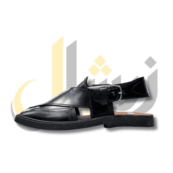 Black Medium Sole Takidar Peshawari Chappal