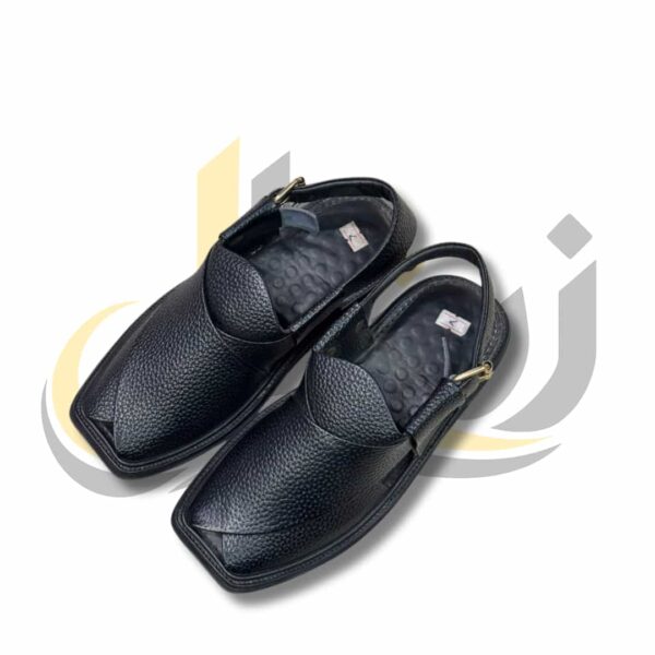 Black Doted Smart Zalmi Peshawari Chappal