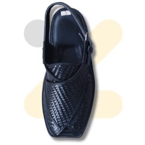 Peshawari Chappal 1 Black Woven Takidar Peshawari Chappal