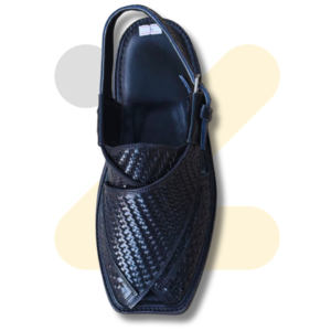 Black Woven Takidar Peshawari Chappal