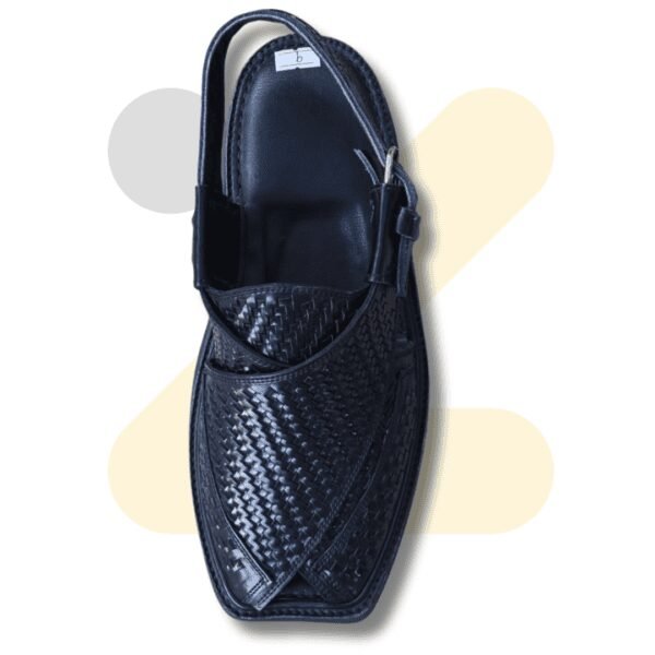 Black Woven Takidar Peshawari Chappal