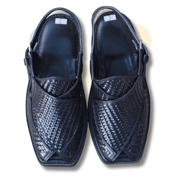 Black Woven Takidar Peshawari Chappal