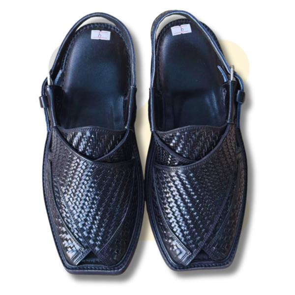 Black Woven Takidar Peshawari Chappal