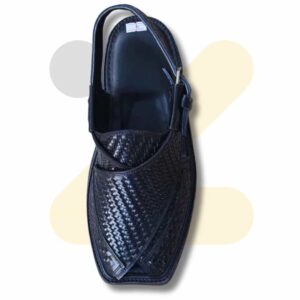 Peshawari Chappal 1 Black Woven Takidar Peshawari Chappal – Medium Sole