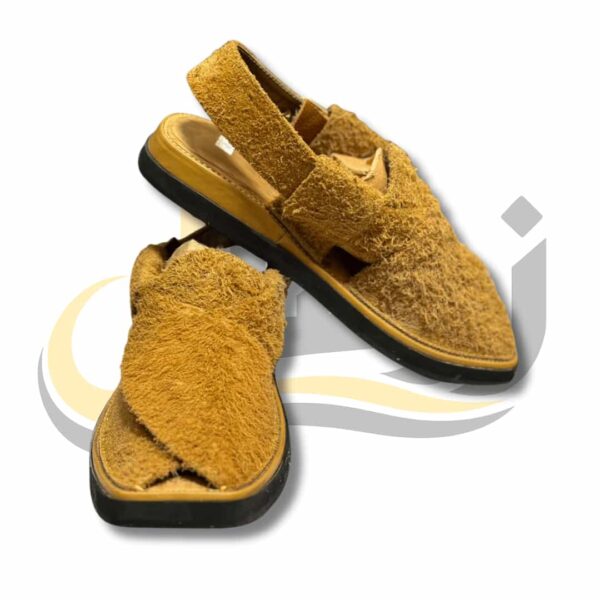 Camel Medium Sole Suede Peshawari Chappal