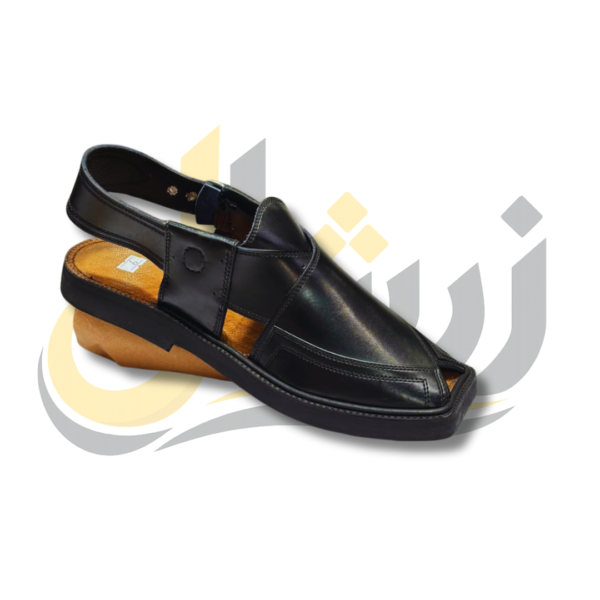 Black Medium Sole Takidar Peshawari Chappal
