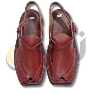 Burgundy Takidar Peshawari chappal