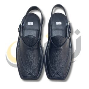 Peshawari Chappal 6 Black Doted Takidar Medium Sole Peshawari Chappal