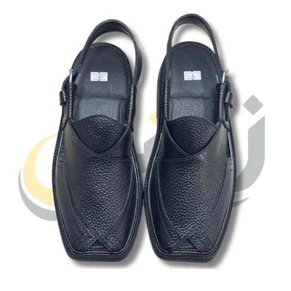 Black Doted Takidar Medium Sole Peshawari Chappal