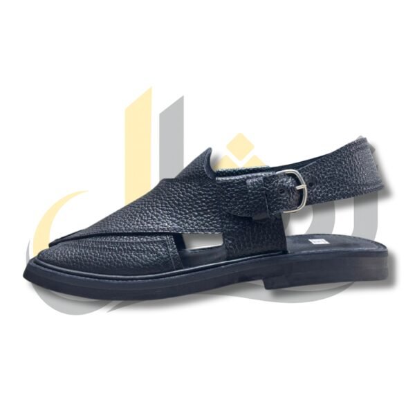 Black Doted Takidar Medium Sole Peshawari Chappal