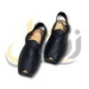 Black Woven T-Shape Peshawari Chappal