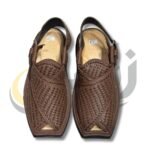 Brown Woven T-Shape Peshawari Chappal