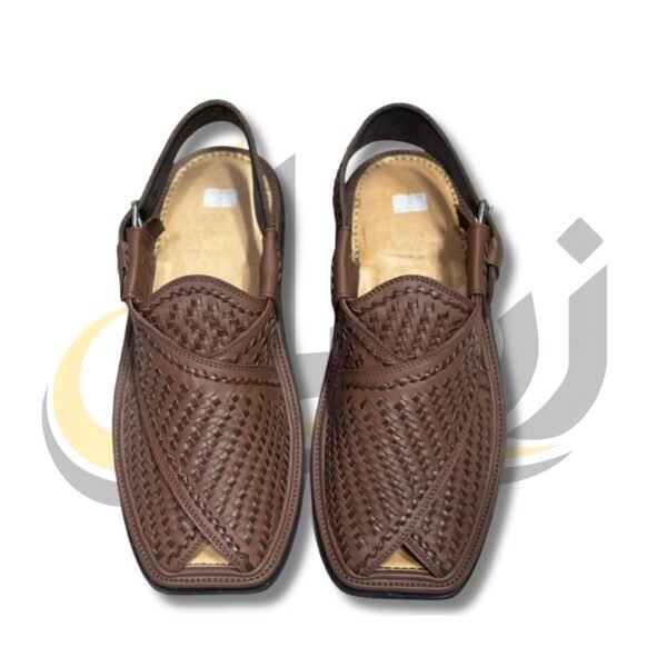 Brown Woven Gol-T Peshawari Chappal