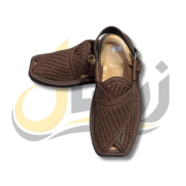 Brown Woven Gol-T Peshawari Chappal