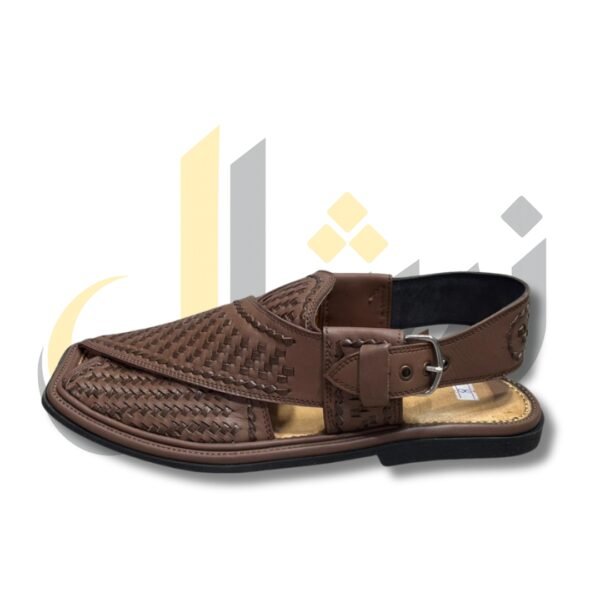 Brown Woven Gol-T Peshawari Chappal