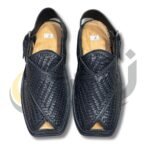 Black Woven Gol-T Peshawari Chappal