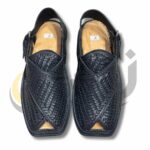 Black Woven Gol-T Peshawari Chappal