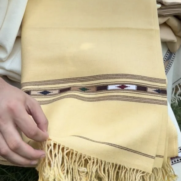 Ivory Cream 48 Pure Australian Woolen Shawl with Frame Border