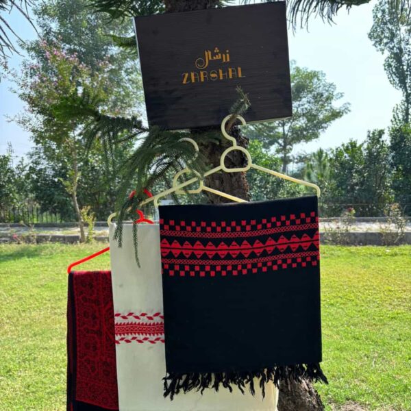 Ladies Black Pashmina Shawl with Red Border | Collection of Ladies Shawls Red, black, & White color