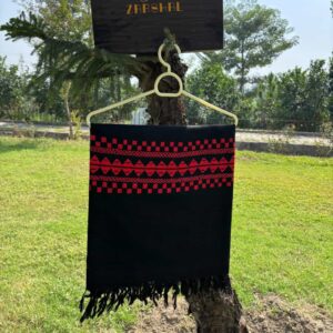 Ladies Black Pashmina Shawl with Red Border